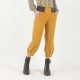 Womens mustard yellow corduroy pants with jersey belt