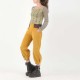 Womens mustard yellow corduroy pants with jersey belt