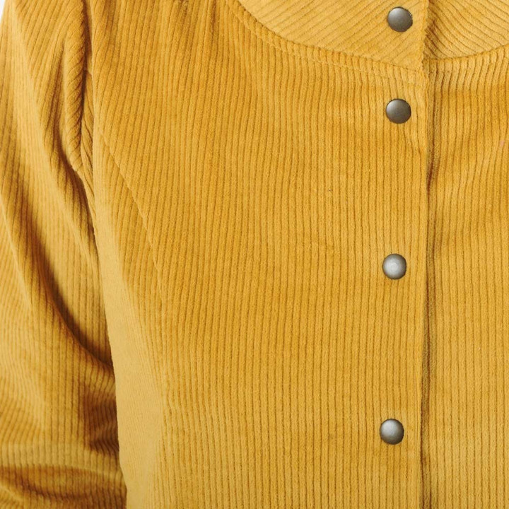Fitted mustard yellow corduroy jacket with officer collar