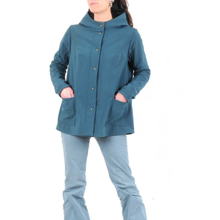 cadeau pour femme Veste imperméable polaire bleu pétrole uni