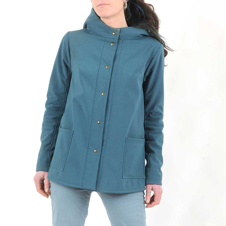 cadeau pour femme Veste imperméable polaire bleu pétrole uni