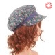 Casquette gavroche coton vintage fleuri violet rose vert