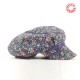 Casquette gavroche coton vintage fleuri violet rose vert