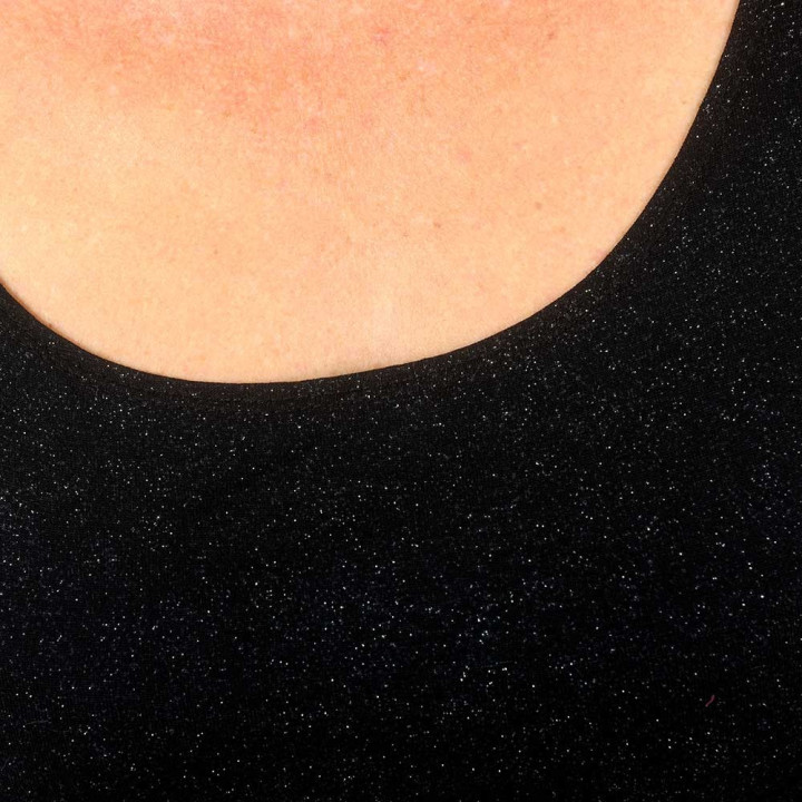 Top débardeur sans manches, jersey noir pailleté