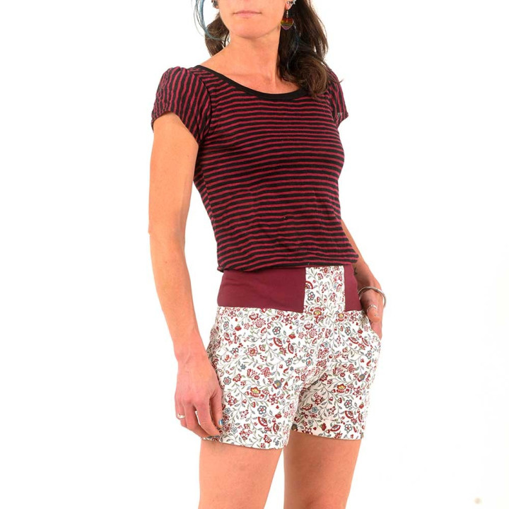 Womens white cotton with colorful floral print