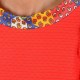Red and floral print short sweater with boat cowl