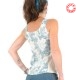 White and blue sleeveless summer tank top, French toile tree print
