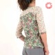 Chemisier fleuri tissus vintage vert rose blanc