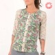 Chemisier fleuri tissus vintage vert rose blanc