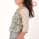 Chemisier fleuri tissus vintage vert rose blanc