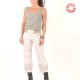 Beige and blue printed tank top, vintage silk