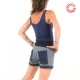 Short femme jean rayé marine et blanc extensible