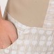 Beige and white womens puffy pants, polka dots cotton