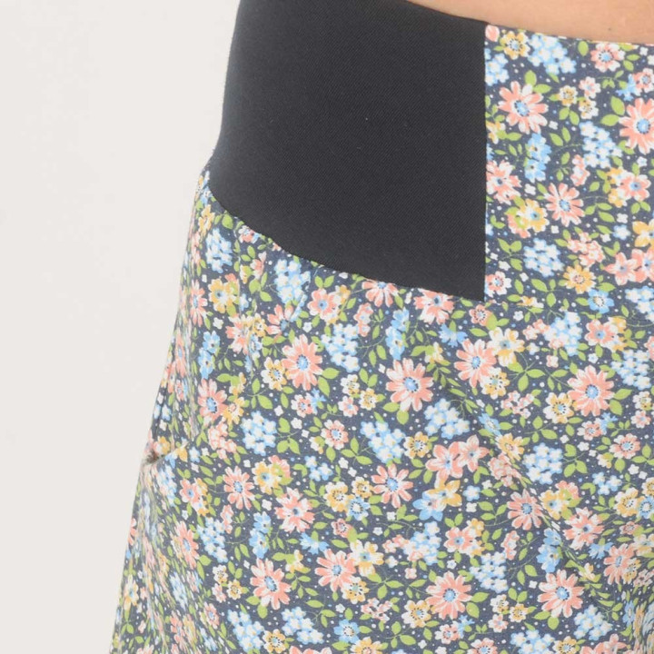 Short femme coton fleuri vintage