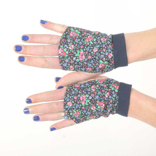 Gantelets mitaines originales coton vintage petites fleurs