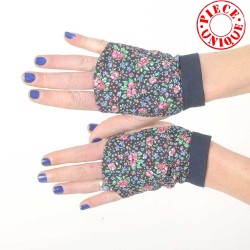 Gantelets mitaines originales coton vintage petites fleurs