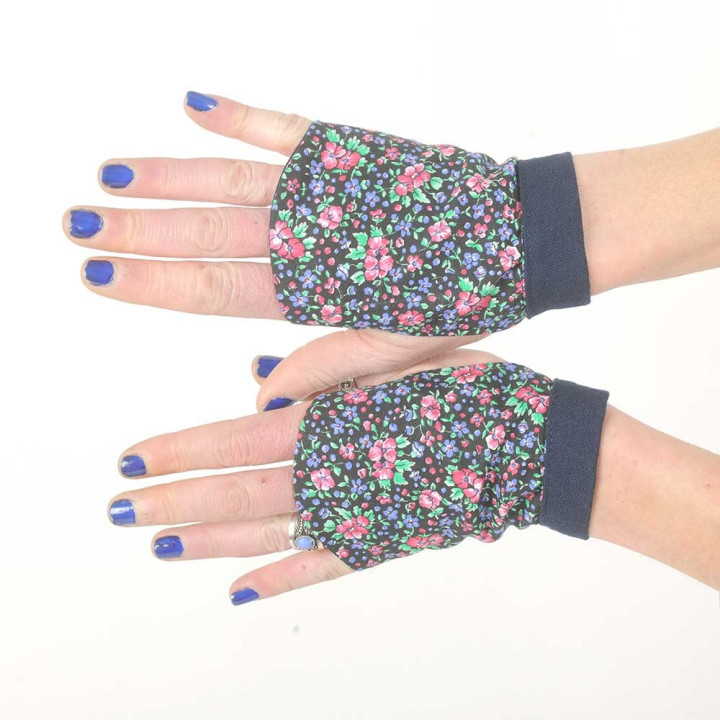 Floral fingerless gauntlets, vintage cotton