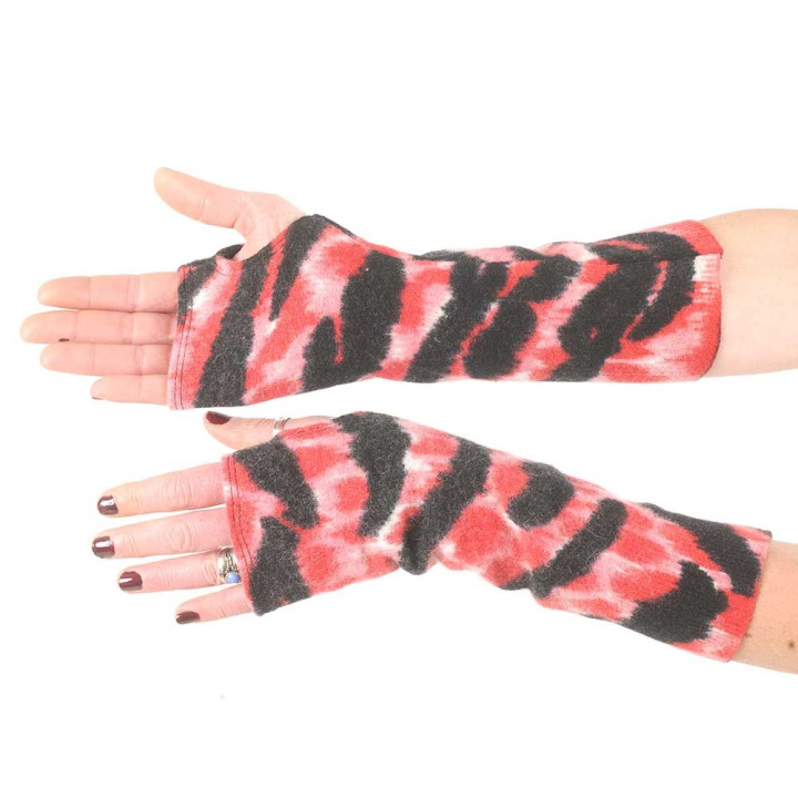 Long pink and black cashmere armwarmers