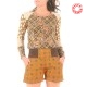 Womens bright orange shorts, vintage printed cotton