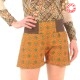 Womens bright orange shorts, vintage printed cotton