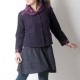 Short purple wool coat with wide collar