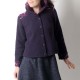 Short purple wool coat with wide collar