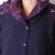 Short purple wool coat with wide collar