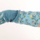 Long teal blue jersey armwarmers, knit and floral jersey