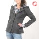 Dark grey women's jacket with yokes and unique collar