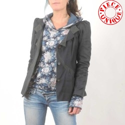 Veste femme fabriquée en France créateur femme gris foncé, vêtements originaux made in France