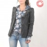 Veste femme gris foncé, empiècements et col original