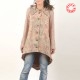 Manteau femme à capuche, patchwork de tissus vieux rose, dos pointu