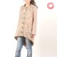 Manteau femme à capuche, patchwork de tissus vieux rose, dos pointu