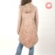Manteau femme à capuche, patchwork de tissus vieux rose, dos pointu