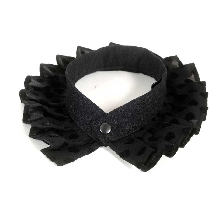 Pleated black choker, Removable collar with heart pattern