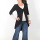 Gilet long queue de pie jersey noir