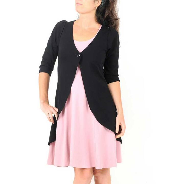 Long black jersey swallowtail sweater