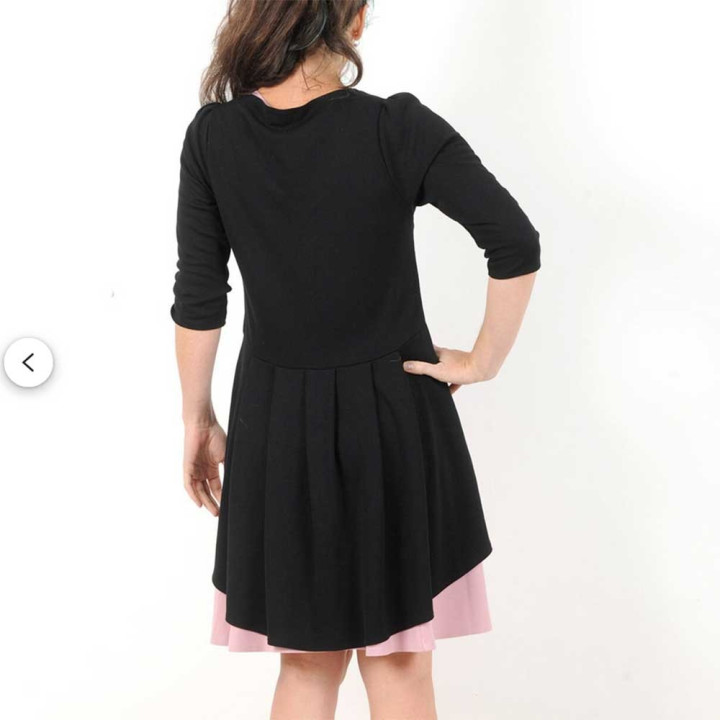 Long black jersey swallowtail sweater