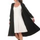 Gilet long noir coupe ample, manches longues froncées