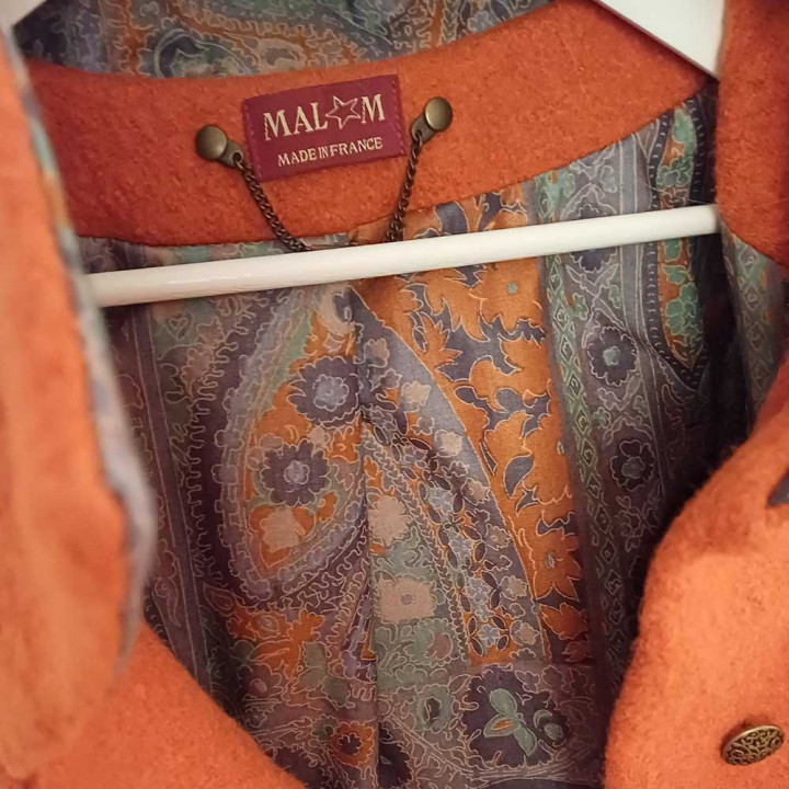 Manteau en laine orange d'hiver à Capuche de Lutin