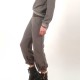 Taupe brown crepe womens puffy cropped pants