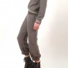 Pantalon femme bouffant crêpe taupe