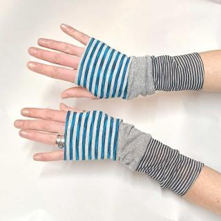 fun striped fingerless gloves, handmade gift idea for women