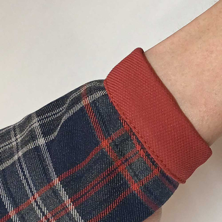 Gantelets écossais marine et rouge orangé, Mitaines élégantes made in France