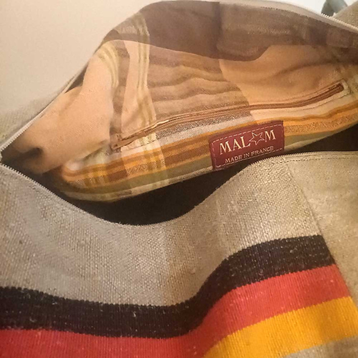 Handmade duffle bag, upcycled German and French mail bags, Fun gift idea