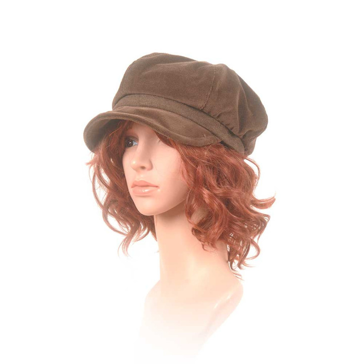 Casquette gavroche hiver made in France, velours marron