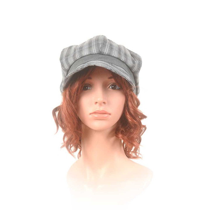 Casquette gavroche écossaise, coton vintage tons de gris, Fabrication française