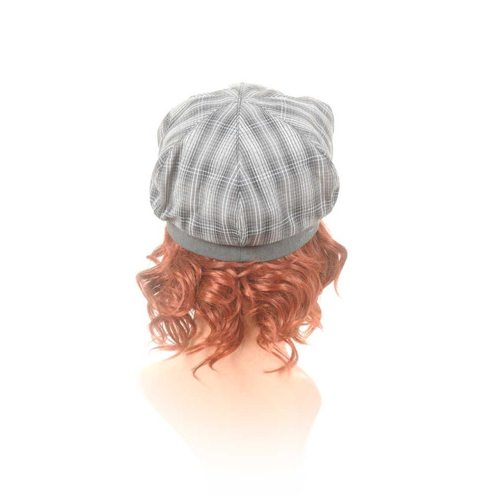 Grey checkered newsboy cap hat, vintage cotton, Made in France