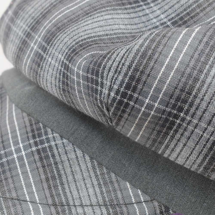 Grey checkered newsboy cap hat, vintage cotton, Made in France