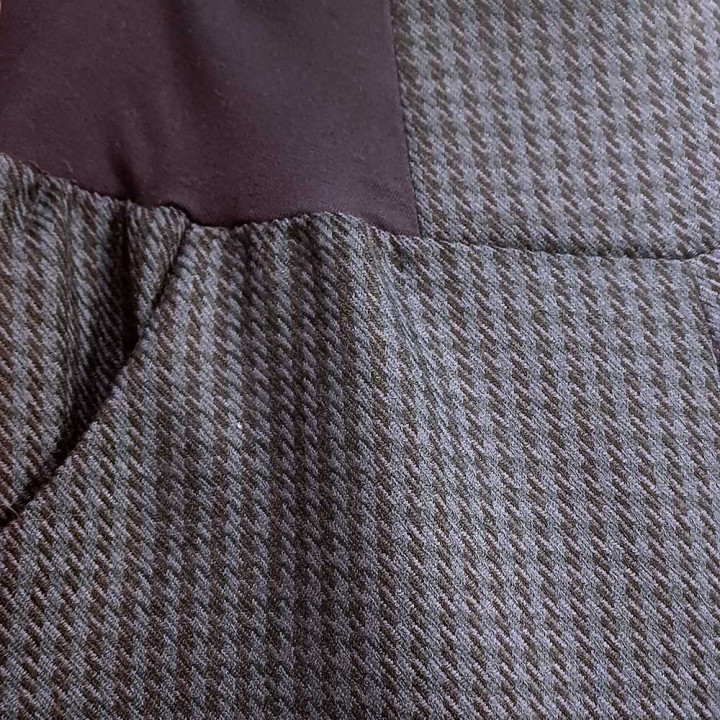 Pantalon femme lainage souple bleu petit pied de poule, Fabrication française